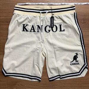 Kangol Mesh Shorts – XL – Cream/Black Trim